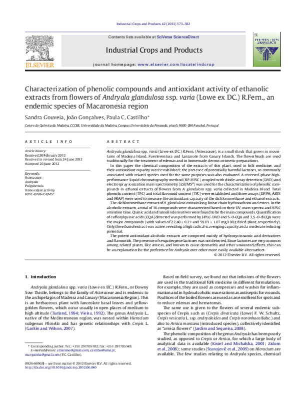 (PDF) Characterization of phenolic compounds and antioxidant activity ...