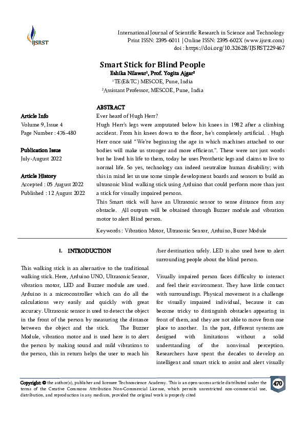 (PDF) Smart Stick for Blind People
