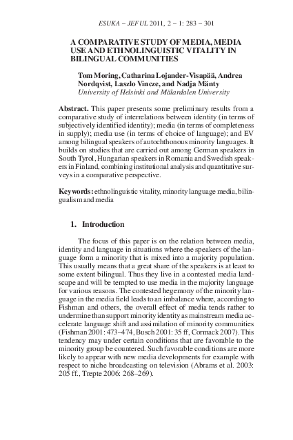 (PDF) A comparative study of media, media use and ethnolinguistic ...