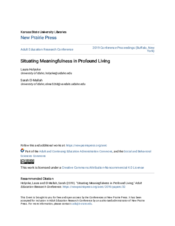 (PDF) Situating Meaningfulness in Profound Living
