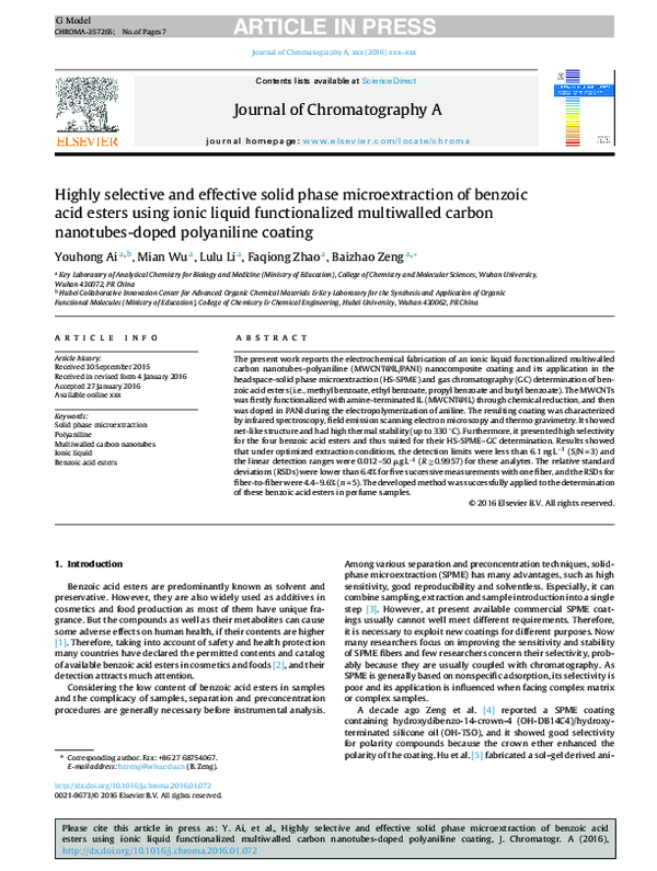 (PDF) Highly selective and effective solid phase microextraction of ...