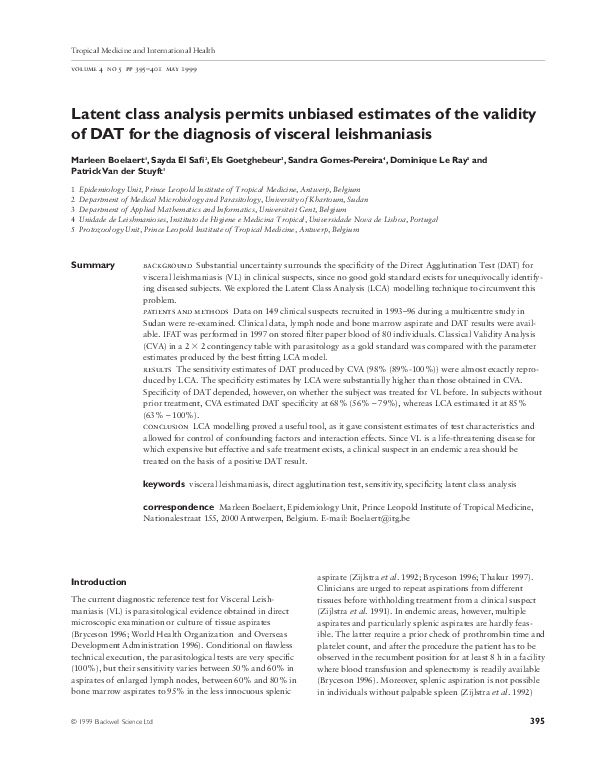 (PDF) Latent class analysis permits unbiased estimates of the validity ...
