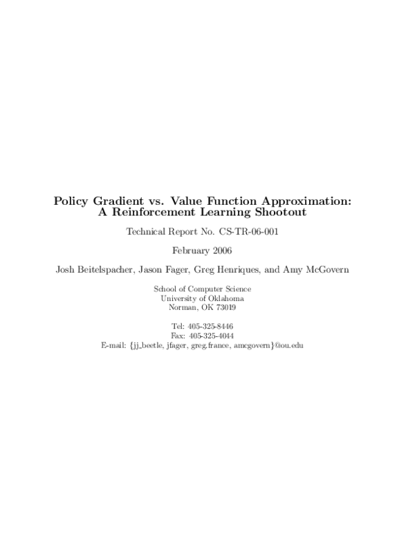 (PDF) Policy Gradient vs. Value Function Approximation: A Reinforcement ...