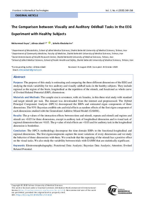 (PDF) The Comparison between Visually and Auditory Oddball Tasks in the ...