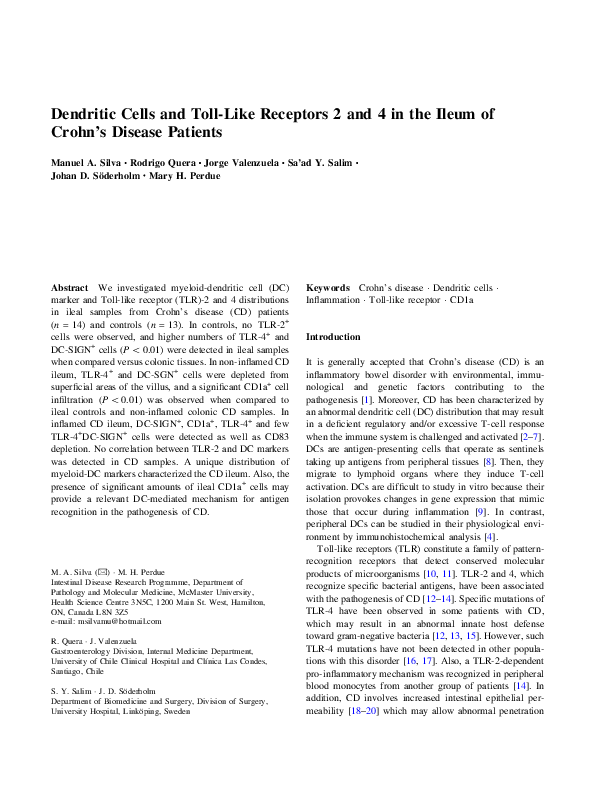 (PDF) Dendritic Cells and Toll-Like Receptors 2 and 4 in the Ileum of ...