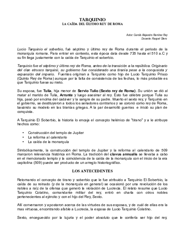 (PDF) Tarquinio el soberbio - Sinopsis de la caída del último rey de Roma