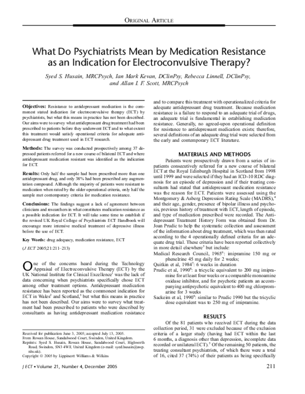 (PDF) What Do Psychiatrists Mean by Medication Resistance as an