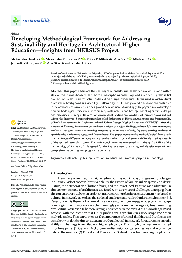 (PDF) Developing Methodological Framework for Addressing Sustainability ...