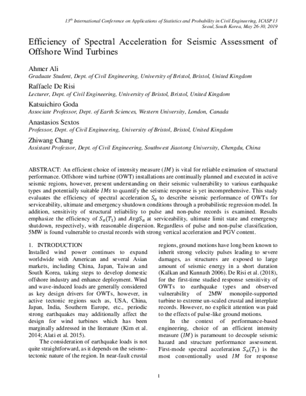 (PDF) Efficiency of spectral acceleration for seismic assessment of ...