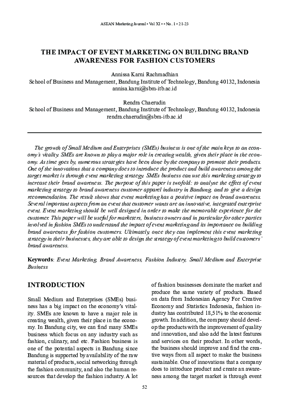 (PDF) The Impact of Event Marketing on Building Brand Awareness for ...