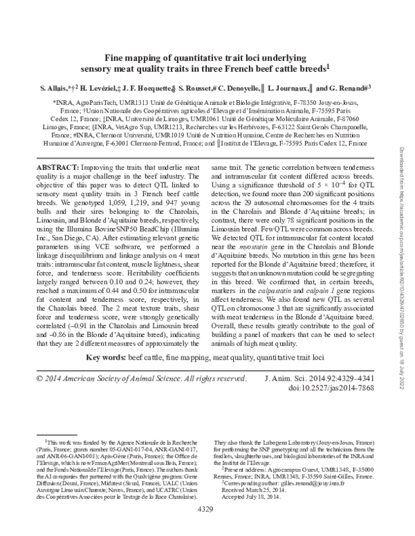 (PDF) Fine mapping of quantitative trait loci underlying sensory meat ...