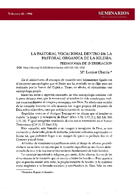 (PDF) La pastoral vocacional dentro de la pastoral orgánica de la Iglesia