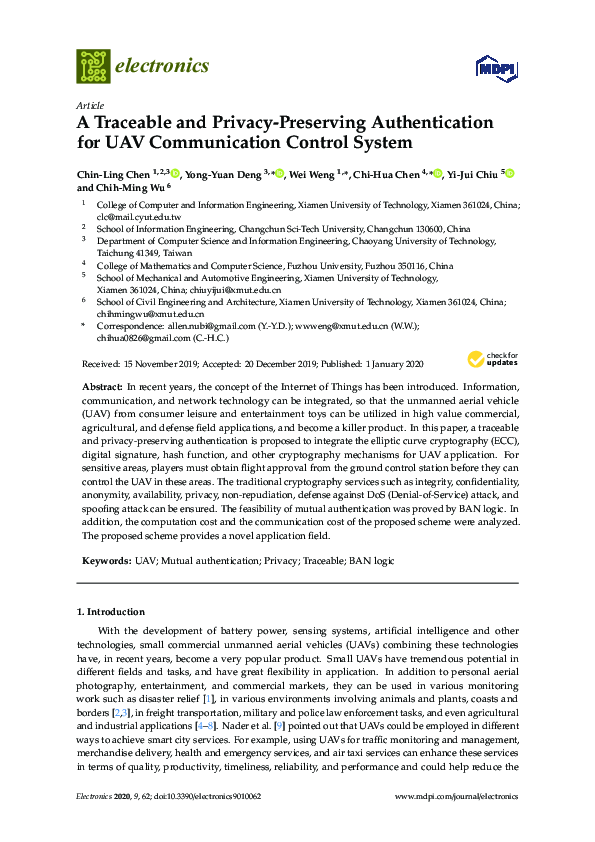 (PDF) A Traceable and Privacy-Preserving Authentication for UAV ...