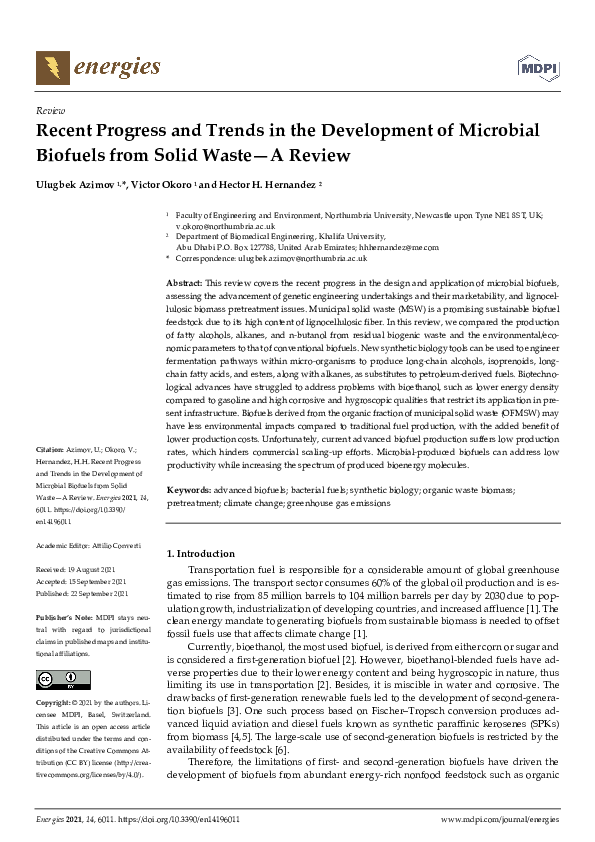 (PDF) Recent Progress and Trends in the Development of Microbial ...