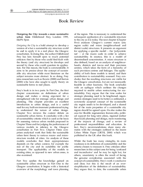 (PDF) Designing the City: towards a more sustainable urban form