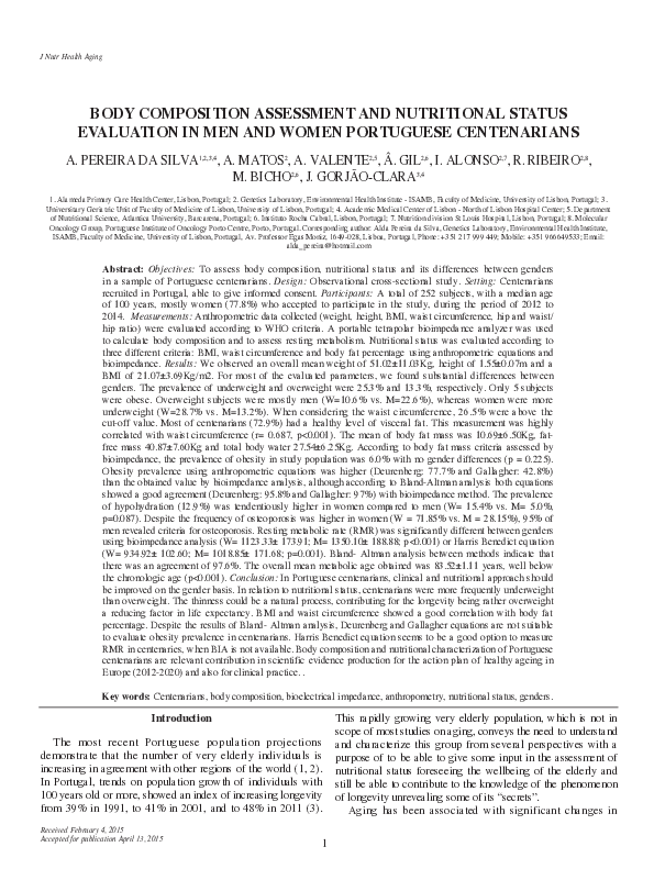 (PDF) Body composition assessment and nutritional status evaluation in ...