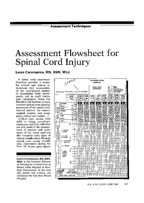 (PDF) Assessment Flowsheet for Spinal Cord Injury | Laura Caramanica ...