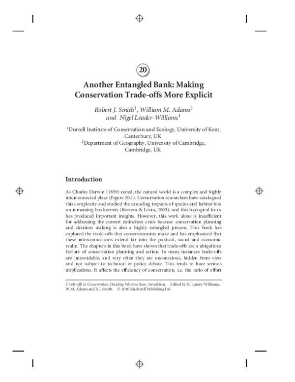 (PDF) Another Entangled Bank: Making Conservation Trade-Offs More Explicit