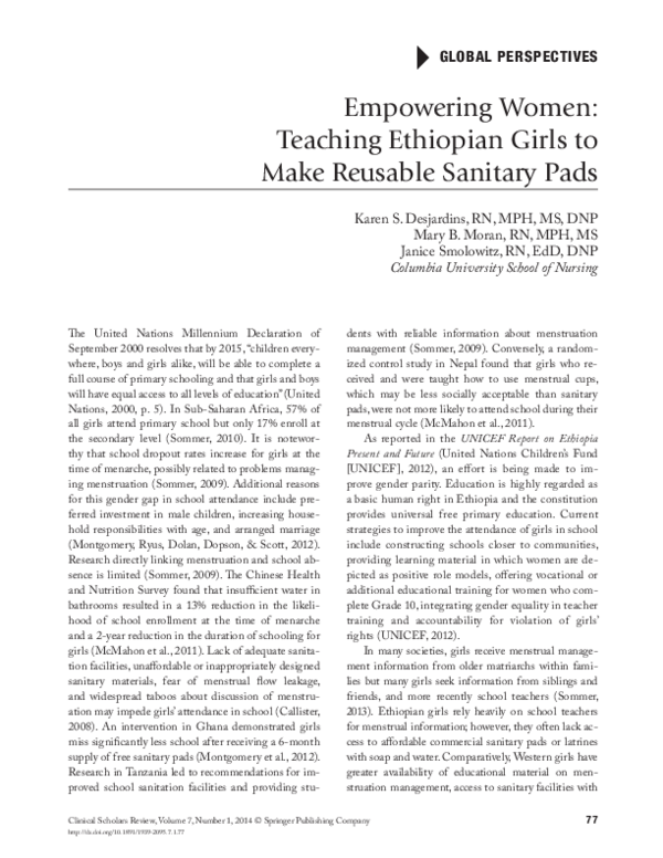 (PDF) Empowering Women Teaching Ethiopian Girls to Make Reusable