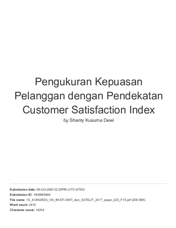 (PDF) Pengukuran Kepuasan Pelanggan Dengan Pendekatan Customer ...