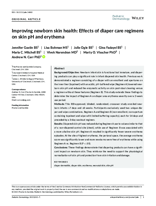 (PDF) Improving newborn skin health: Effects of diaper care regimens on ...