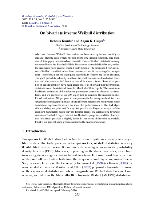 (PDF) On bivariate inverse Weibull distribution