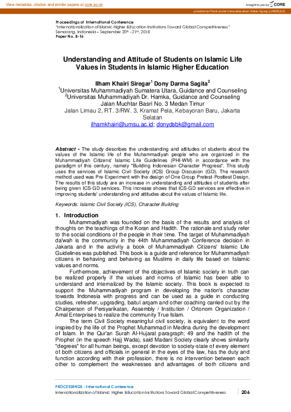 (PDF) Understanding and Attitude of Students on Islamic Life Values in ...