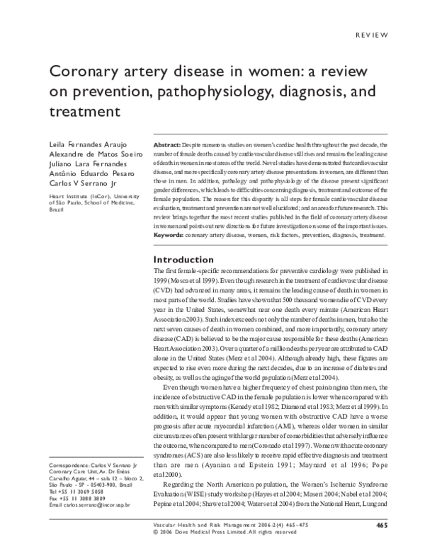 (PDF) Coronary artery disease in women: a review on prevention ...