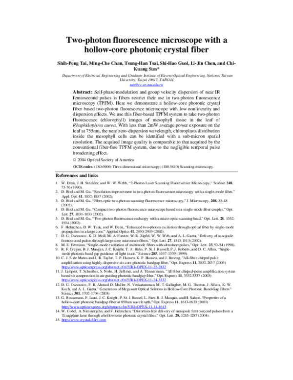 (PDF) Two-photon fluorescence microscope with a hollow-core photonic ...