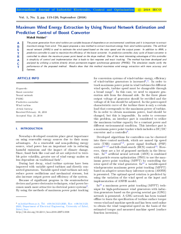 (PDF) Maximum Wind Energy Extraction by Using Neural Network Estimation ...