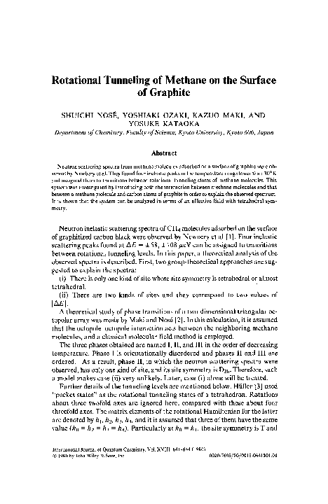 (PDF) Rotational tunneling of methane on the surface of graphite