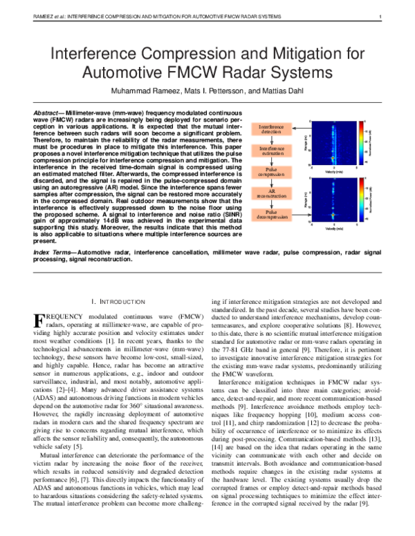 (PDF) Interference Compression and Mitigation for Automotive FMCW Radar ...