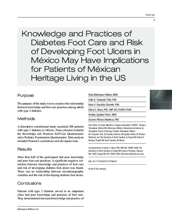 (PDF) Knowledge and Practices of Diabetes Foot Care and Risk of ...