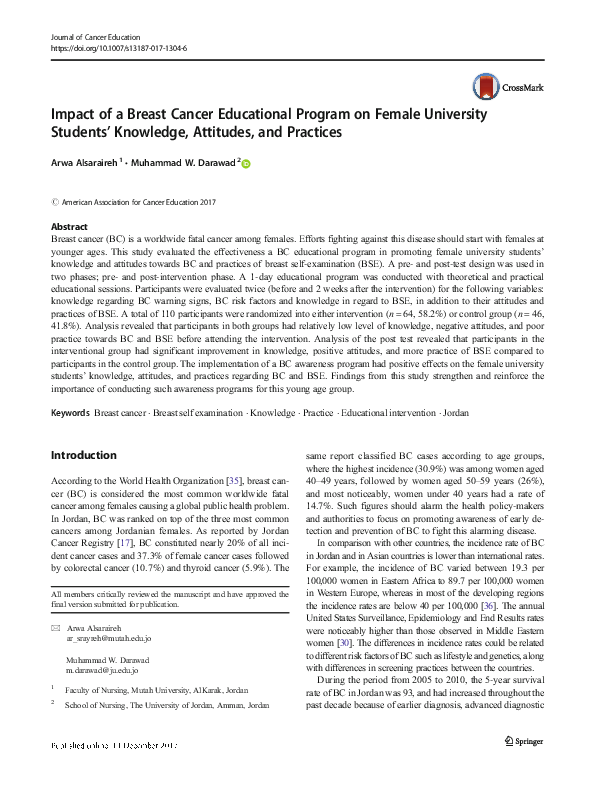 (PDF) Impact of a Breast Cancer Educational Program on Female ...