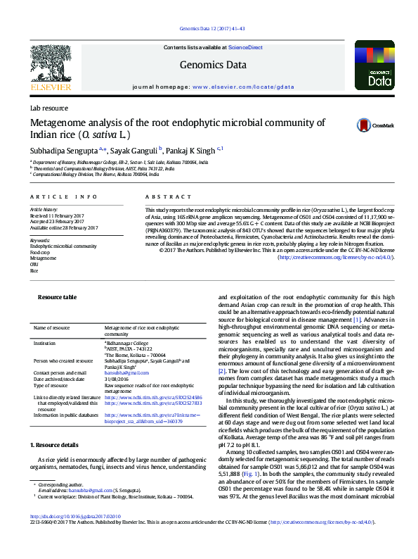 (PDF) Metagenome analysis of the root endophytic microbial community of ...