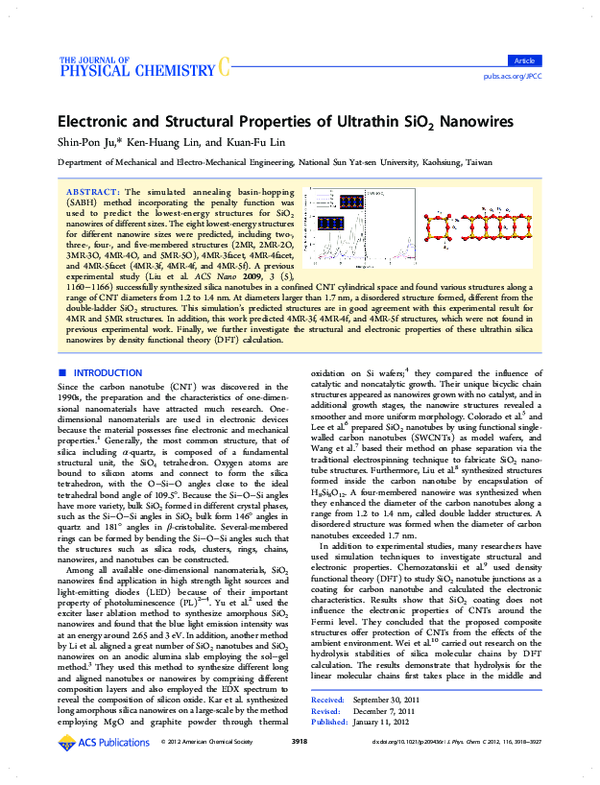 (PDF) Electronic and Structural Properties of Ultrathin SiO 2 Nanowires