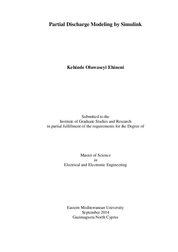 (PDF) Partial Discharge Modeling by Simulink
