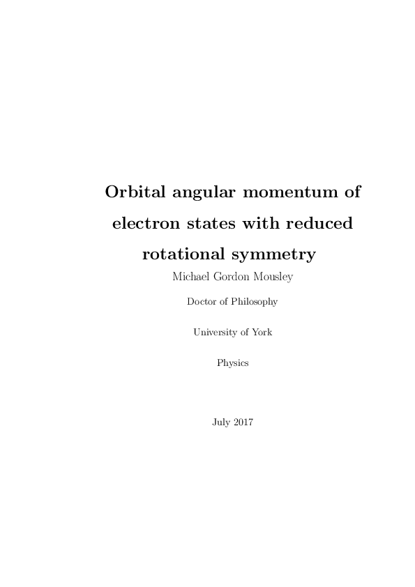 (PDF) Orbital angular momentum of of electron states with reduced ...
