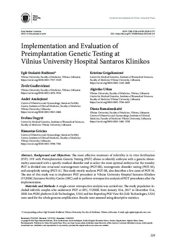 (PDF) Implementation and Evaluation of Preimplantation Genetic Testing ...