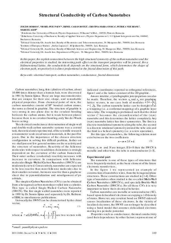 (PDF) Structural Conductivity of Carbon Nanotubes