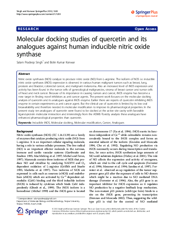 Pdf Molecular Docking Studies Of Quercetin And Its Analogues Against