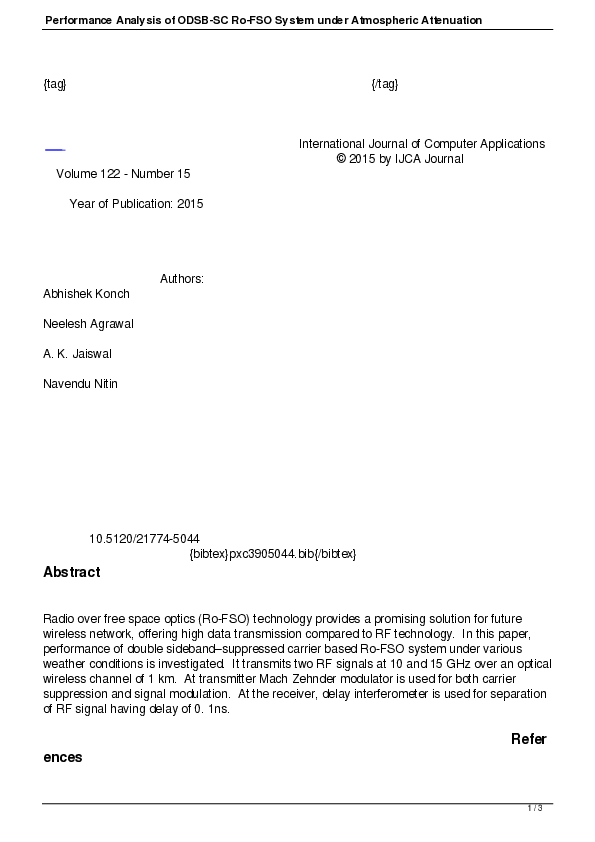 (PDF) Performance Analysis of ODSB-SC Ro-FSO System under Atmospheric ...