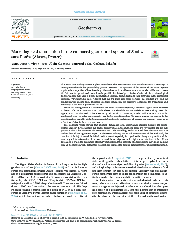 (PDF) Modelling acid stimulation in the enhanced geothermal system of ...