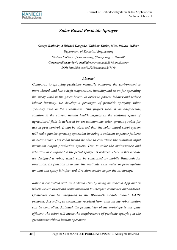 Pdf Solar Based Pesticide Sprayer