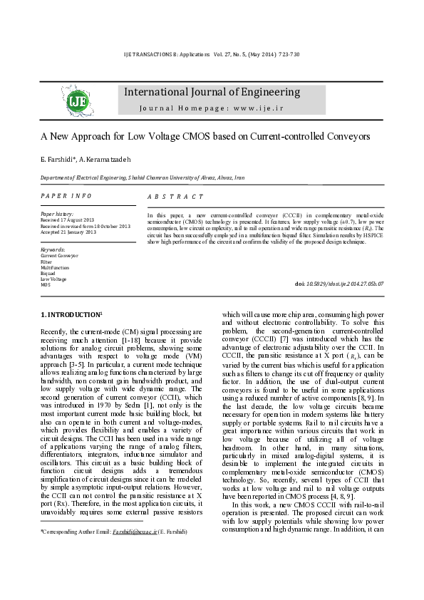(PDF) A New Approach for Low Voltage CMOS based on Current-controlled ...
