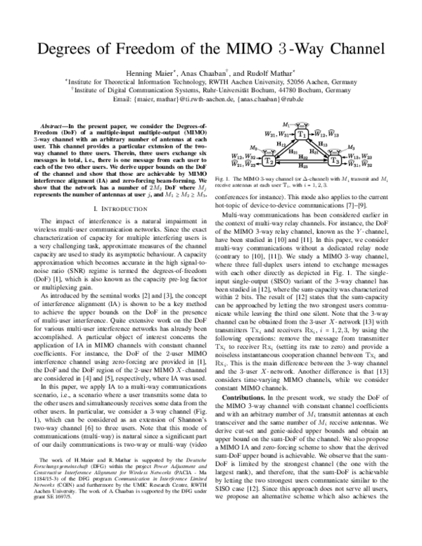 (PDF) Degrees of Freedom of the MIMO 3-way channel