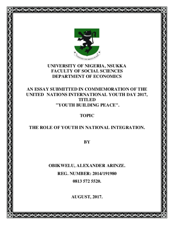 (PDF) The Role of Youths in National Integration