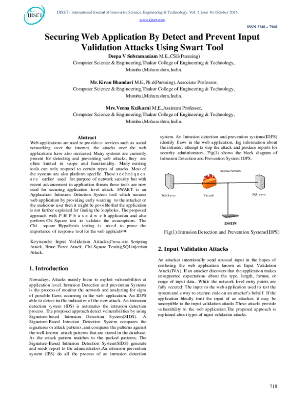 (PDF) Securing Web Application By Detect and Prevent Input Validation ...