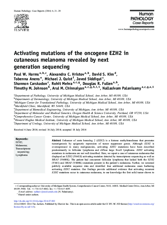 (PDF) Activating mutations of the oncogene EZH2 in cutaneous melanoma ...