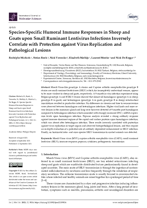 (PDF) Species-Specific Humoral Immune Responses in Sheep and Goats upon ...